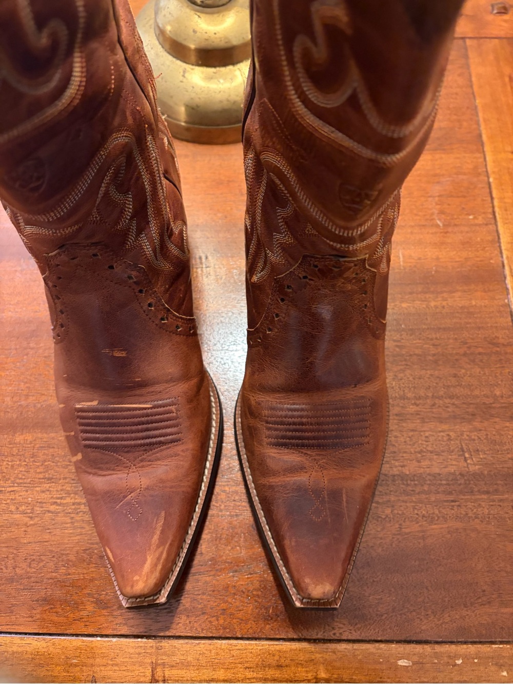 Ariat heritage Cognac Brown Embroidered Western Heeled Boots - Women's 10 - Picture 4 of 10